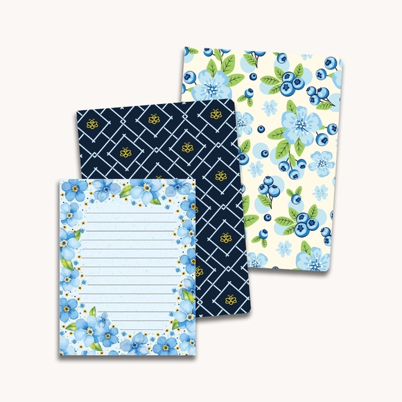 Notebook Notepad Set - Blue Bee Blueberry Forget-Me-Not | Simpliday Paper - Picture 1 of 9